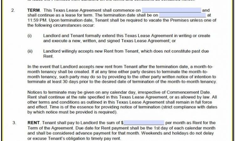 Blank Lease Agreement Texas