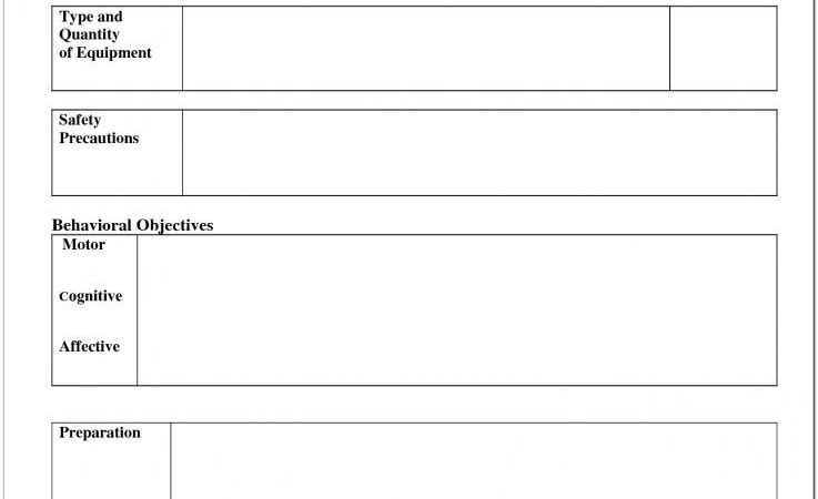 Blank Lesson Plan Template For Pe