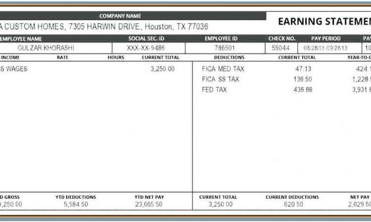 Blank Pay Stub Format