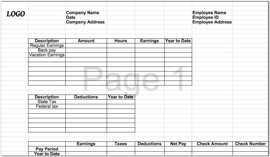 Blank Pay Stubs Template Pdf