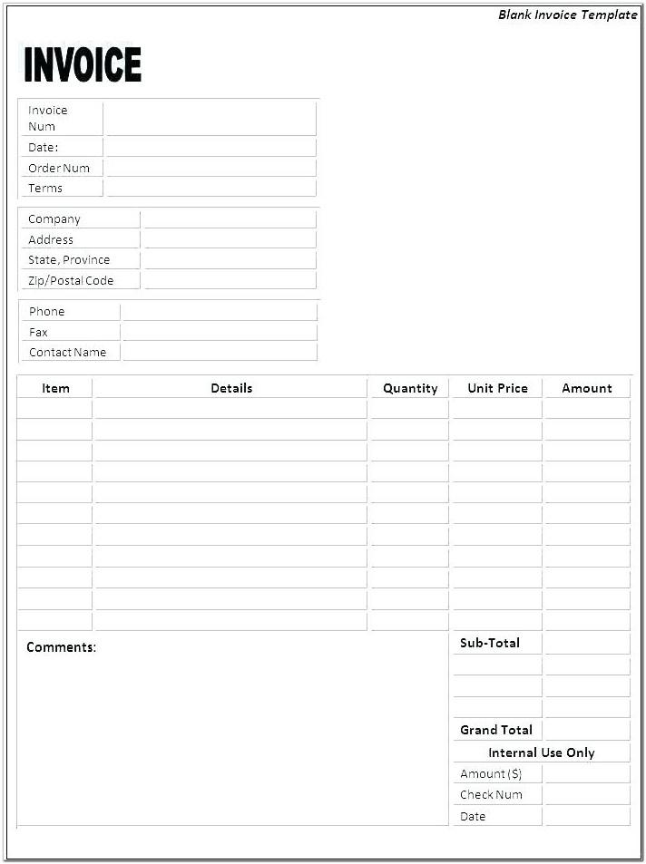 Blank Printable Invoice Template