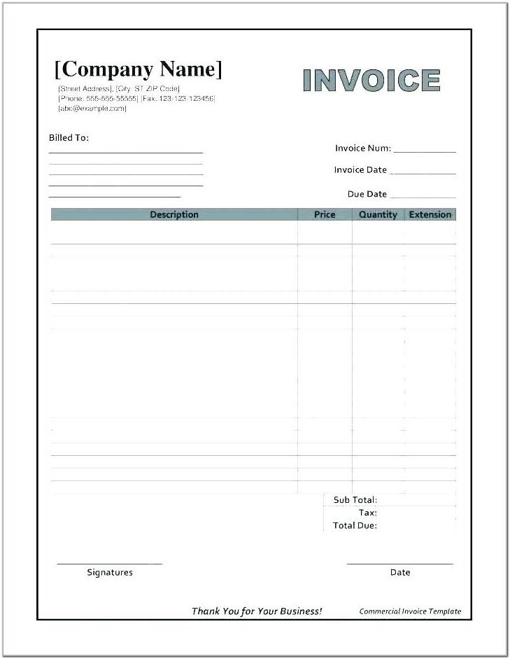Blank Proforma Invoice Format