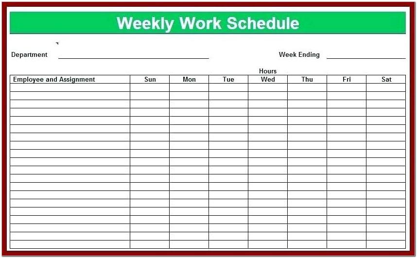 Blank Restaurant Employee Schedule Template