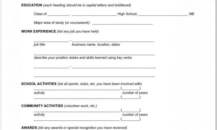 Blank Resume Form Templates