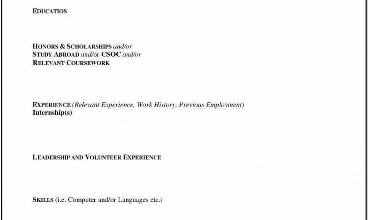 Blank Resume Format For Freshers