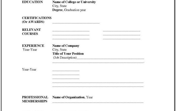 Blank Resume Format For Job Application