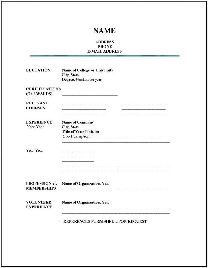 Blank Resume Format For Job Application