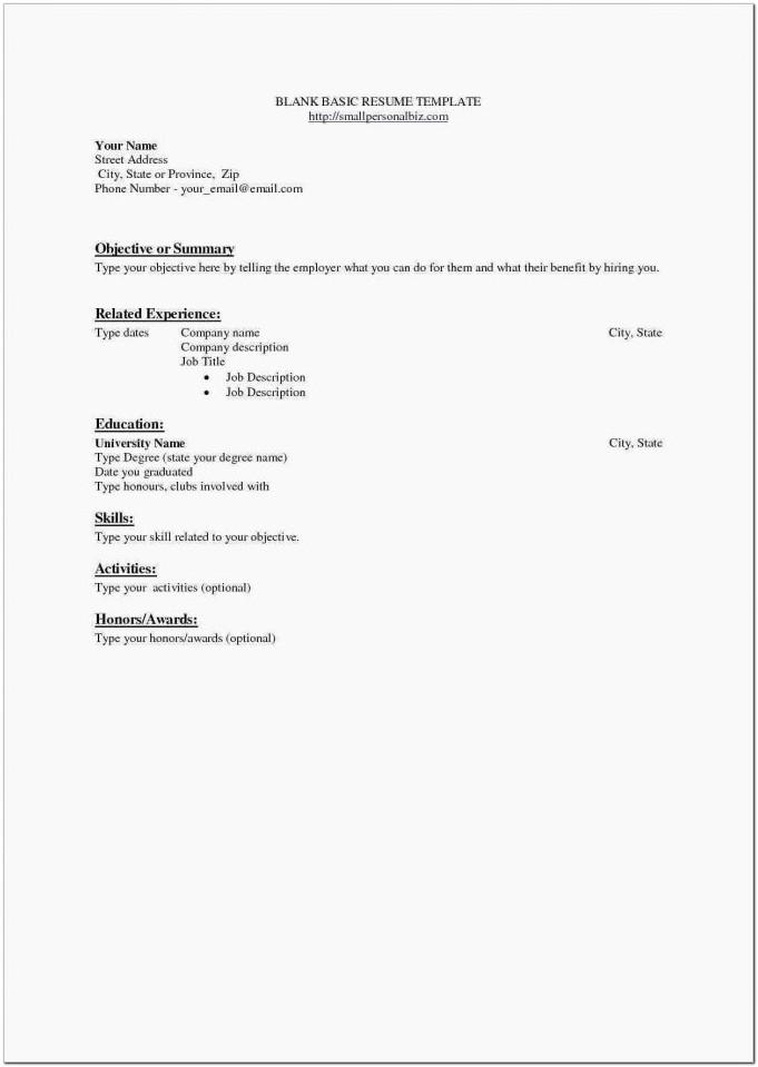Blank Resume Template Free Download