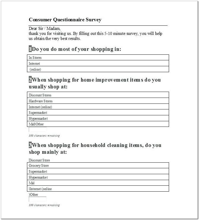 Blank Survey Template Printable