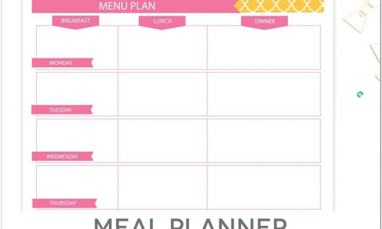 Blank Weekly Food Menu Template