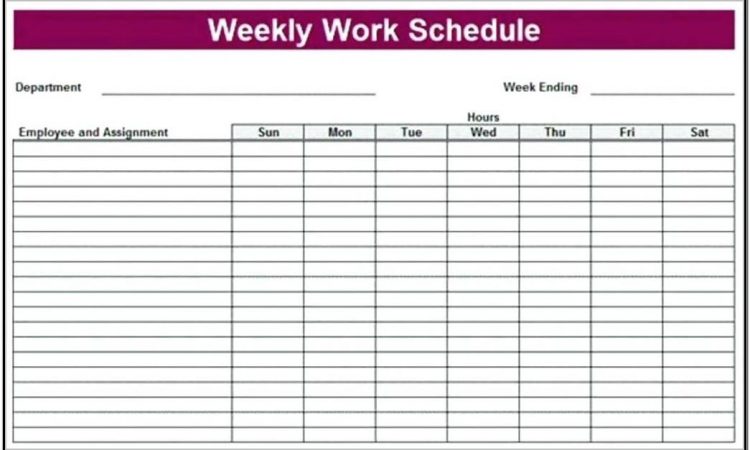 Blank Work Schedule Template Monthly