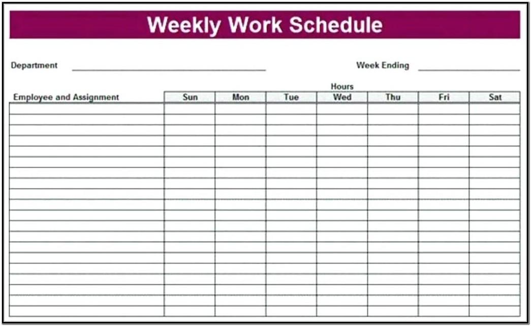 Blank Work Schedule Template Monthly