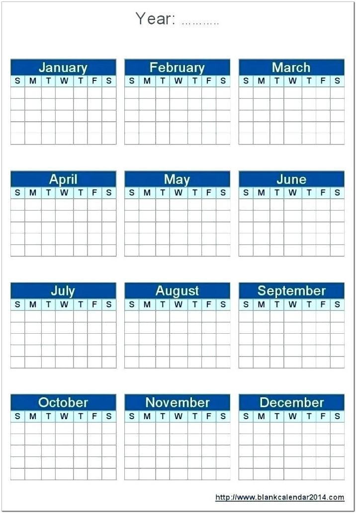 Blank Year Calendar Word Template