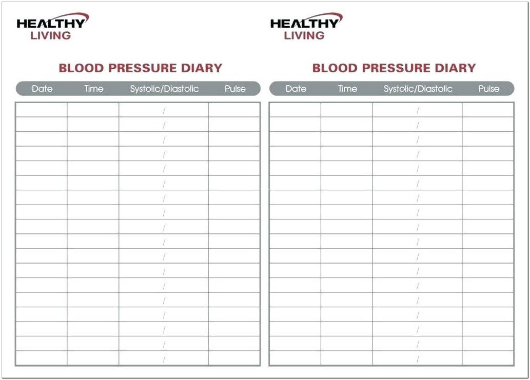 Blood Pressure Record Chart Template