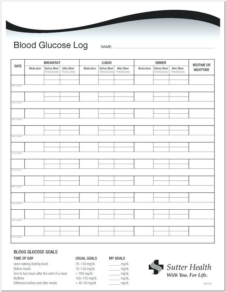 Blood Sugar Logs Printable