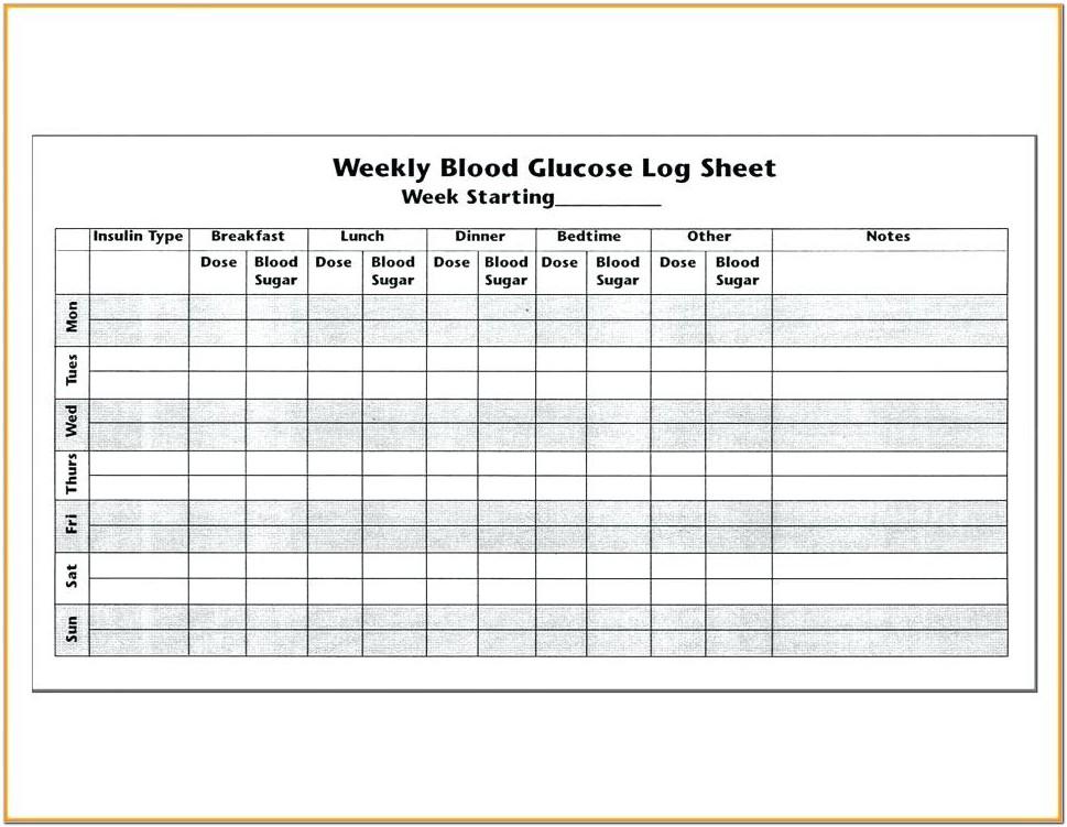 Blood Sugar Monitor Chart Template