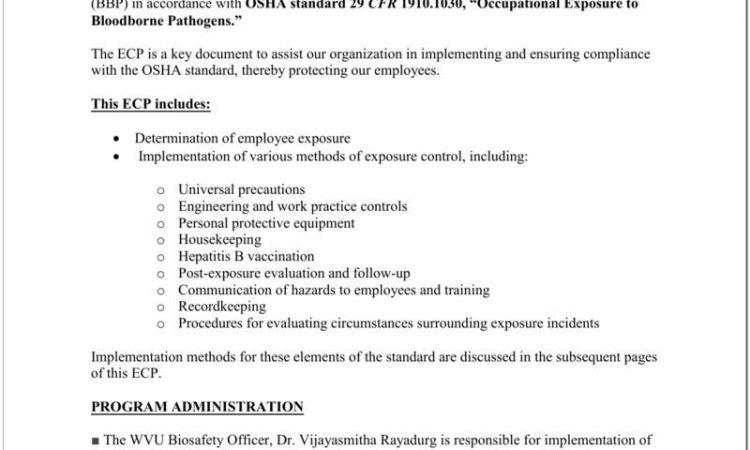 Bloodborne Pathogens Program Template