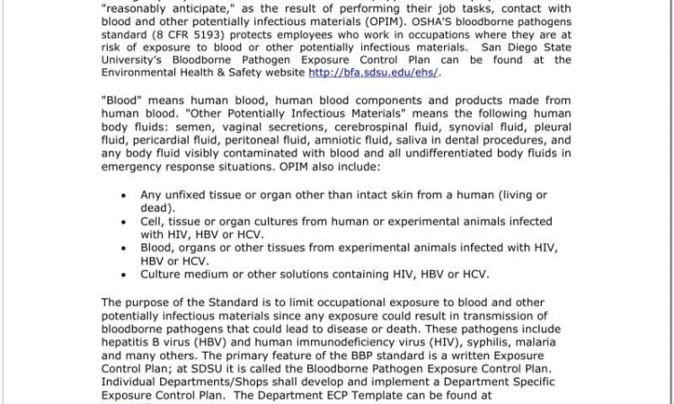 Bloodborne Pathogens Written Program Template