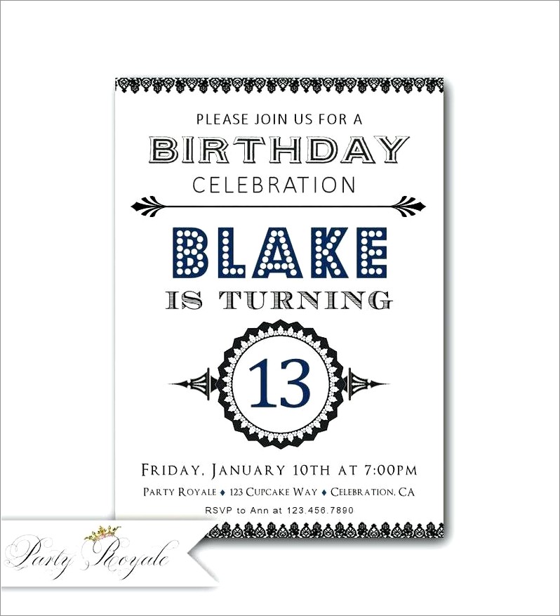 13th Birthday Invitations Free Templates Boy