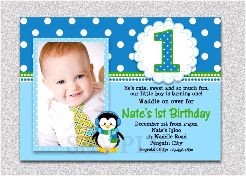 1st Birthday Invitation Card For Baby Boy
