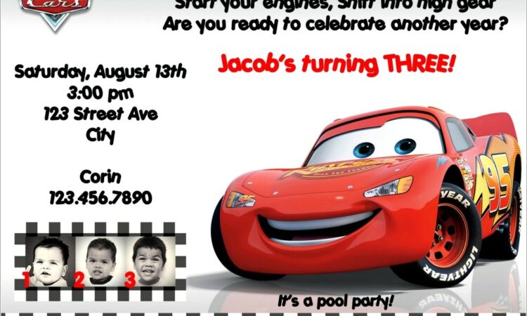 1st Birthday Invitation Template Cars