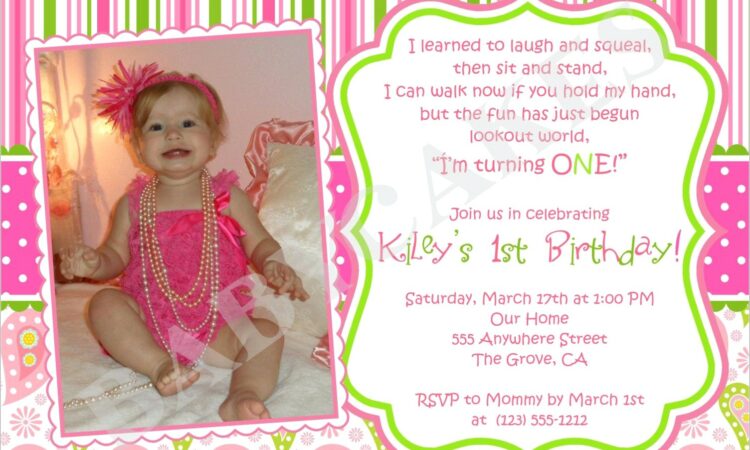 1st Birthday Invitation Wording