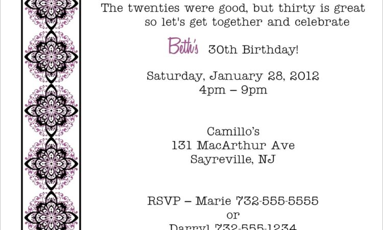 30th Birthday Invitation Wording