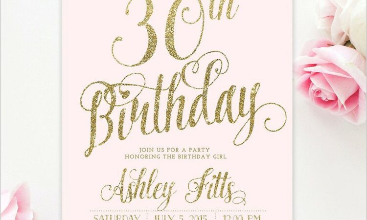 30th Birthday Invitations Rose Gold E Invites