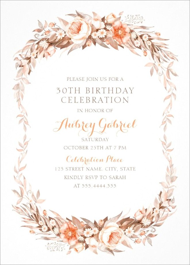 30th Birthday Invitations Templates