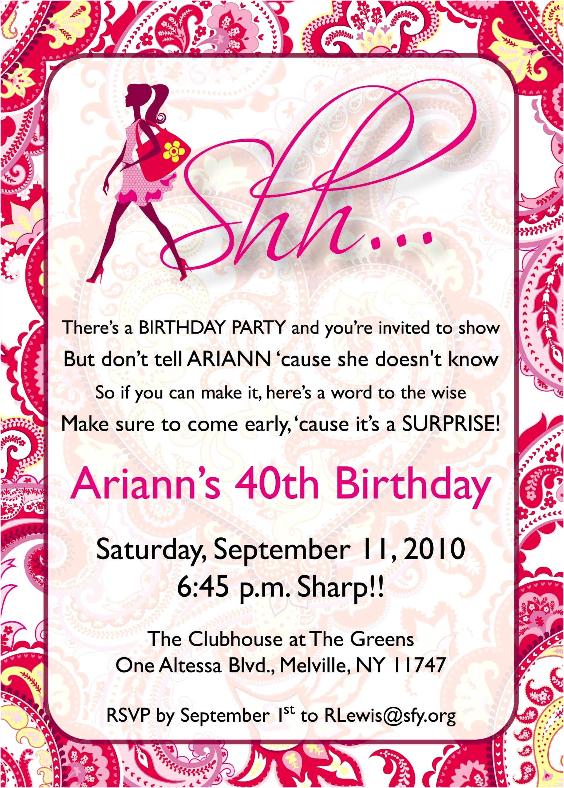 40th Birthday Invitation Templates Free Download