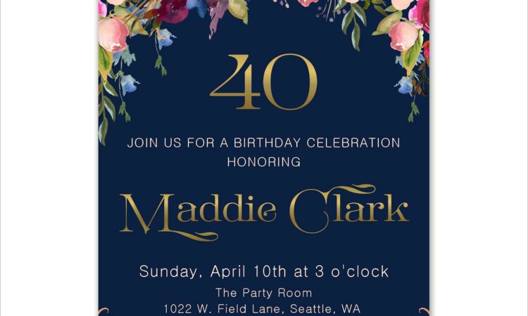 40th Birthday Invite Templates