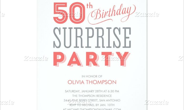 50th Birthday Surprise Invitation Wording