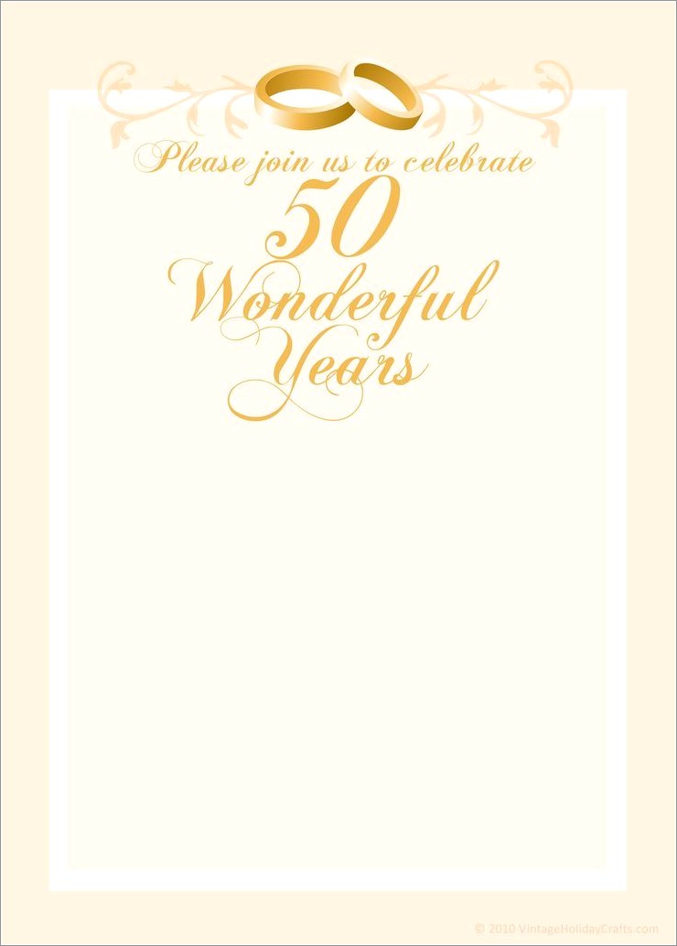 50th Wedding Anniversary Invitations Free Templates