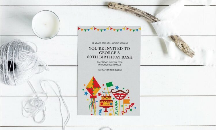 60th Birthday Invitation Card Template