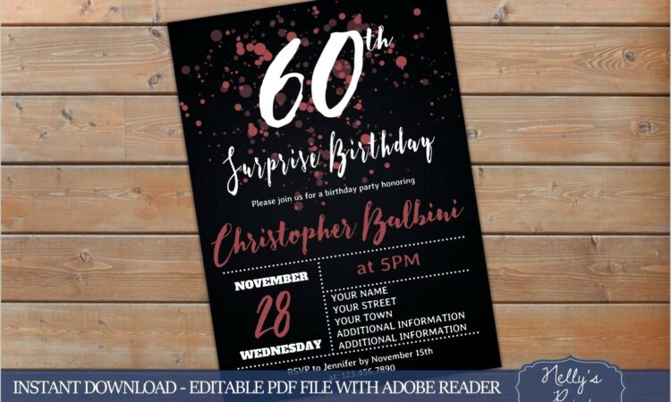 60th Surprise Birthday Invitations