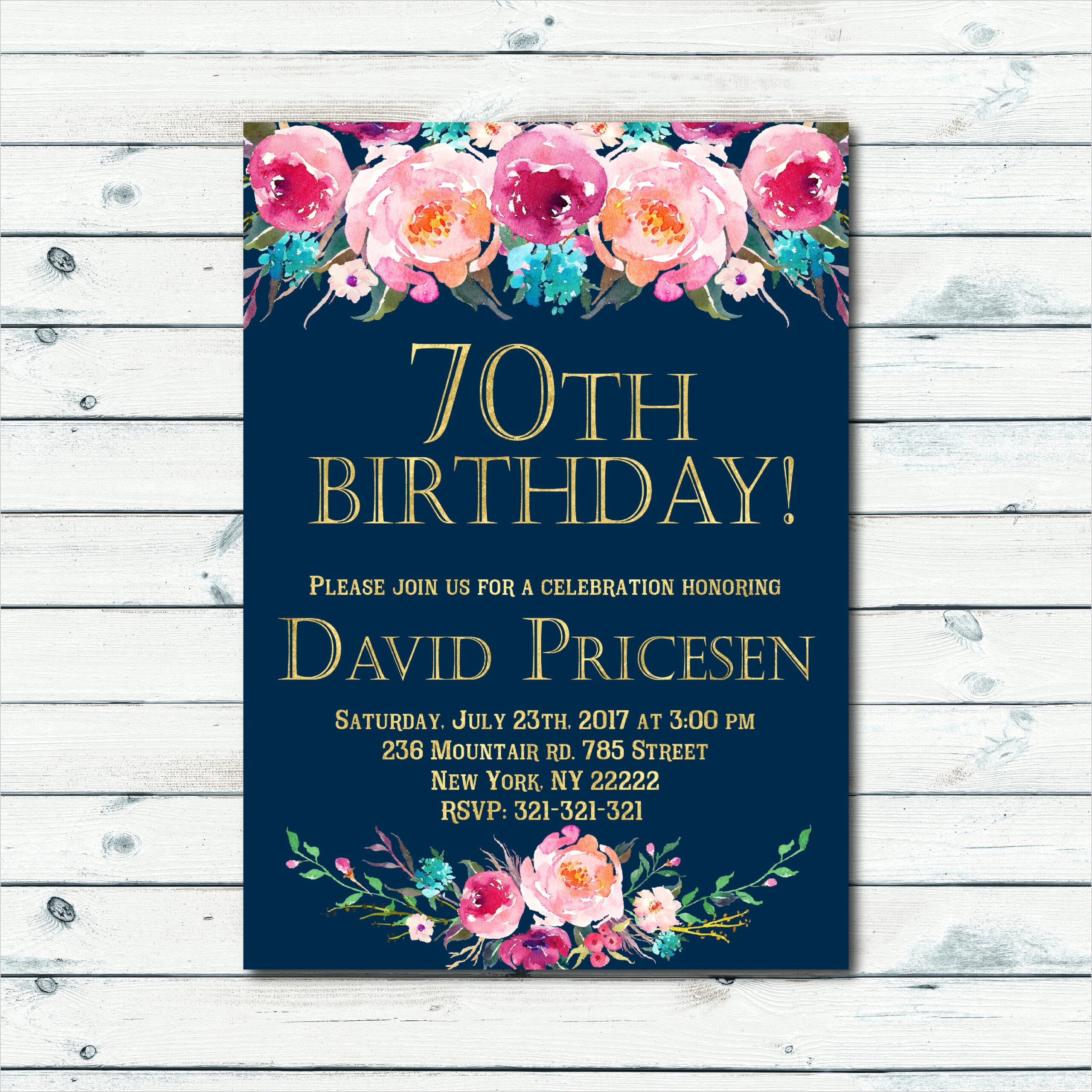 70th Birthday Invitation Cards Designs