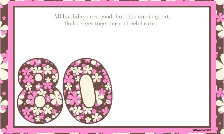 80th Birthday Invitation Template