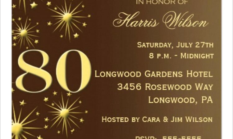 80th Birthday Invitations Templates Free