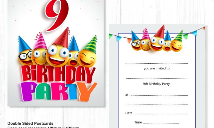 9th Birthday Invitation Card For Girl