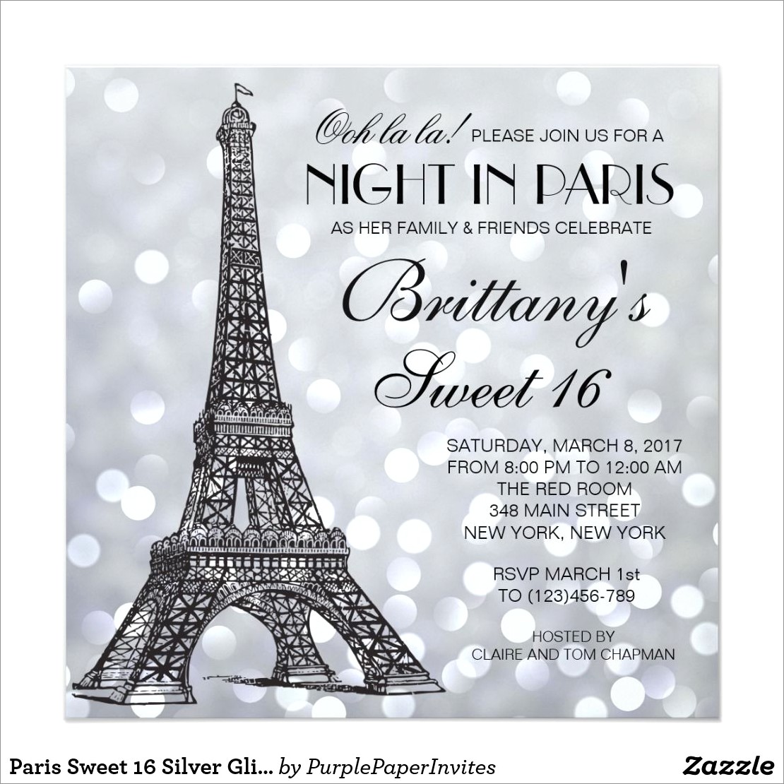 A Night In Paris Sweet 16 Invitations