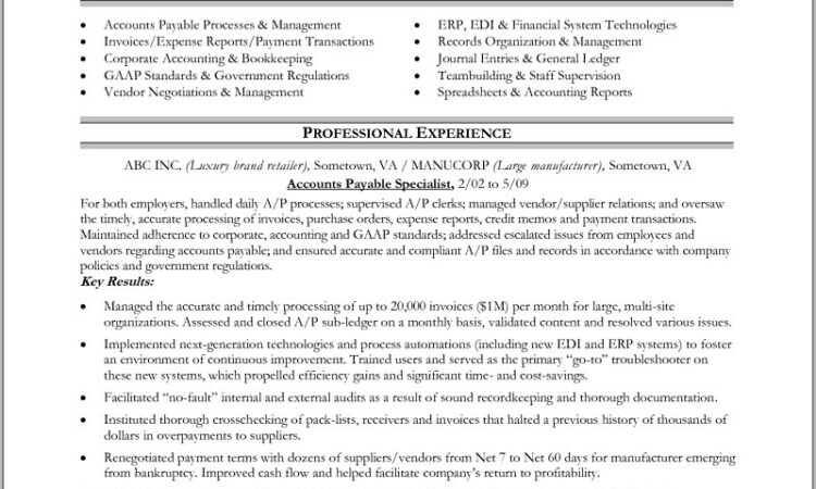 Accounts Payable Resume Examples