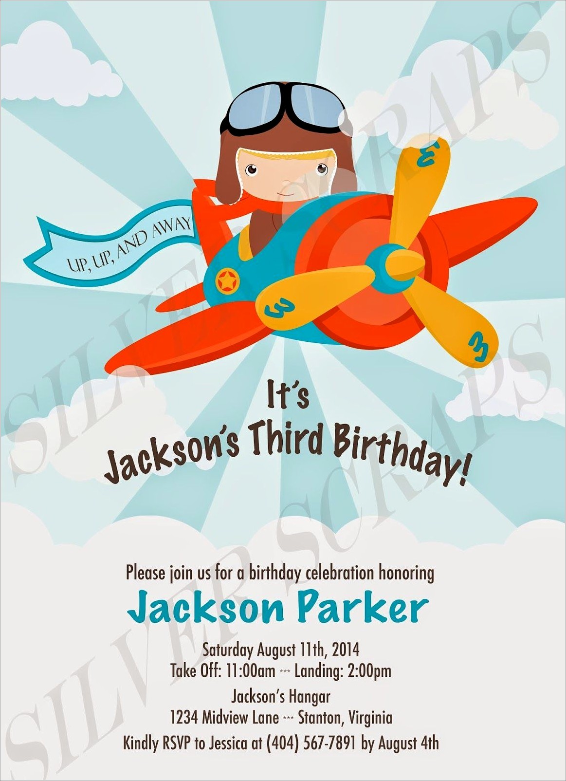 Airplane Birthday Invitation Free Template