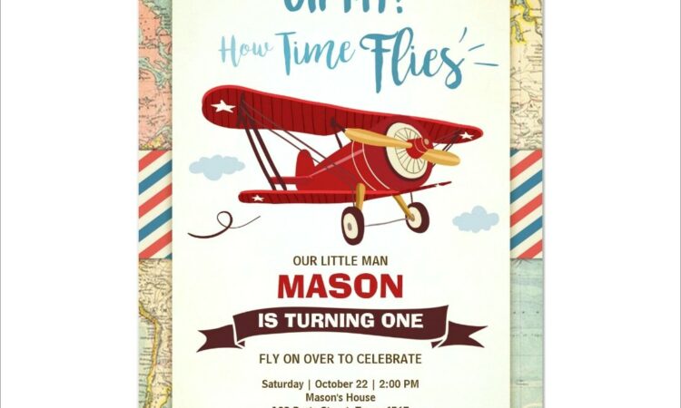 Airplane First Birthday Invitations