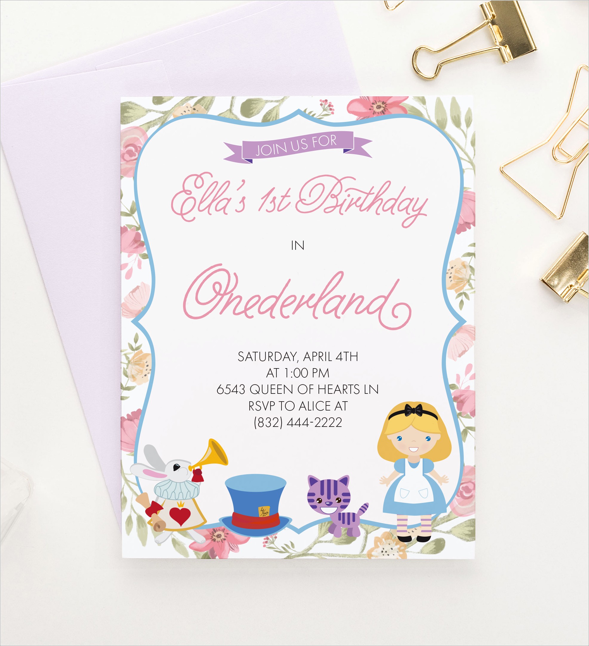 Alice In Onederland Invitations