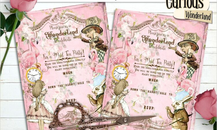 Alice In Wonderland Digital Invitations