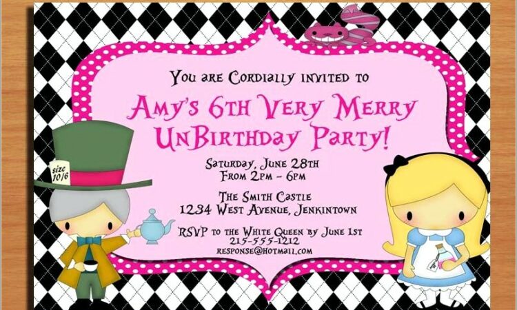 Alice In Wonderland Unbirthday Invitations