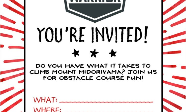 American Ninja Warrior Invitation Template