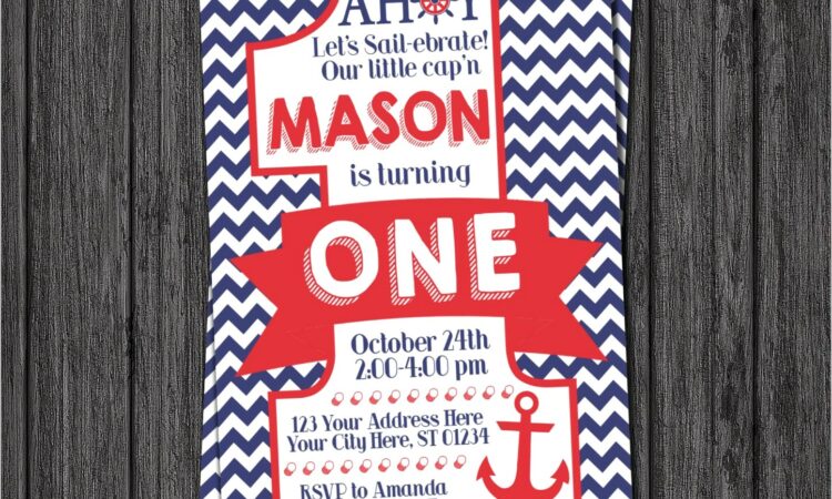 Anchor 1st Birthday Invitations