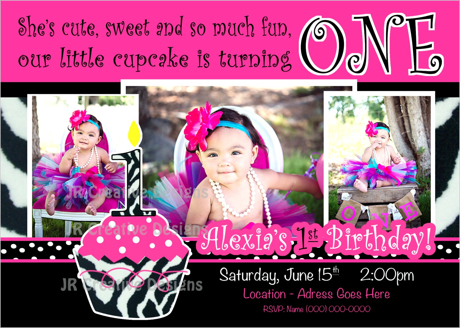 Animal Print First Birthday Invitations