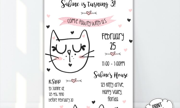 Are You Kitten Me Birthday Invitation